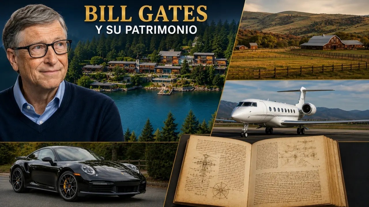 Bill Gates, una de las personas más ricas del planeta, posee un impresionante patrimonio que abarca desde coches deportivos, jets privados y ranchos hasta un valioso manuscrito de Leonardo da Vinci.